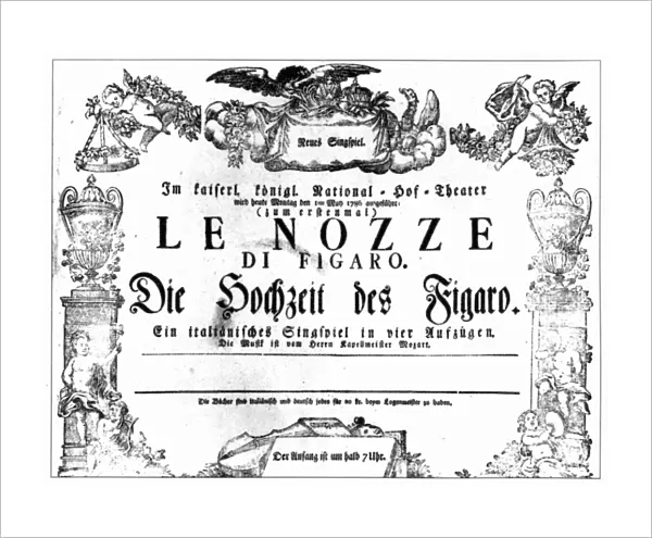 MOZART: MARRIAGE OF FIGARO. Announcement for the first performance of Le Nozze di Figaro