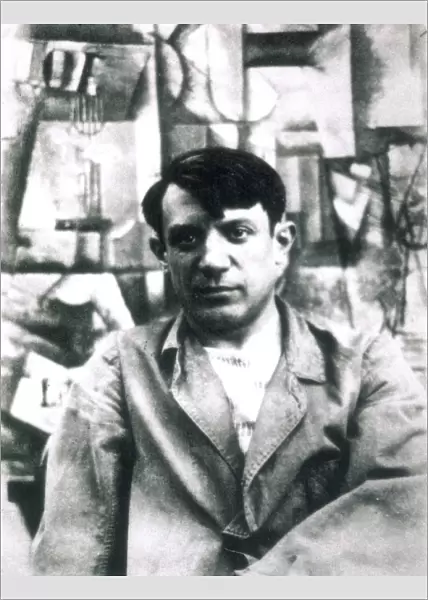 PABLO PICASSO (1881-1973). Spanish painter and sculptor. Picasso before his canvas