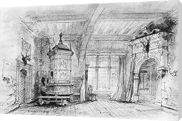 WEBER: DER FREISCHUTZ, 1821. Theatre set for a 19th century production of Baron