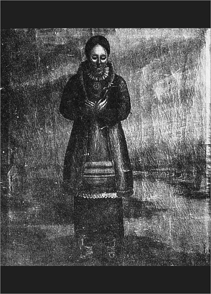 NATIVE AMERICAN WOMAN. Portrait of a Christian Native American, possibly Kateri Tekakwitha