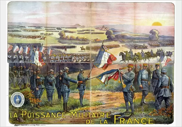 WORLD WAR I: FRENCH POSTER. Lithograph poster, 1917, depicting French troops on a battlefield