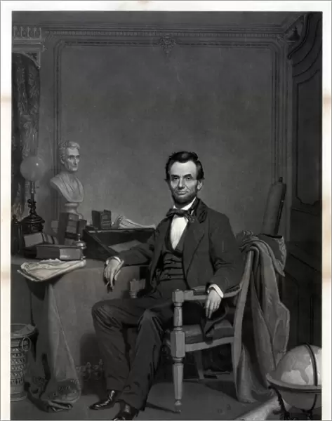 ABRAHAM LINCOLN (1809-1865). 16th President of the United States. Engraving by John Sartain