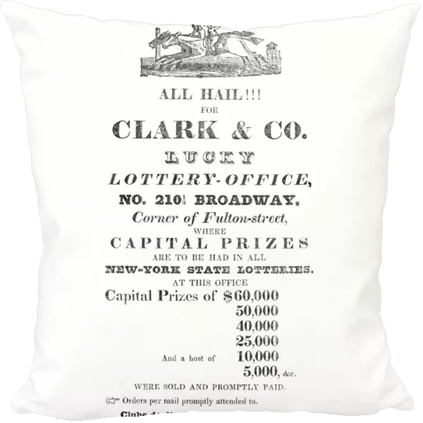 LOTTERY ADVERTISEMENT. Advertisement from Longworths New York City Directory, 1831-32