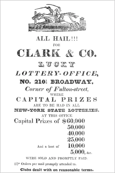 LOTTERY ADVERTISEMENT. Advertisement from Longworths New York City Directory, 1831-32