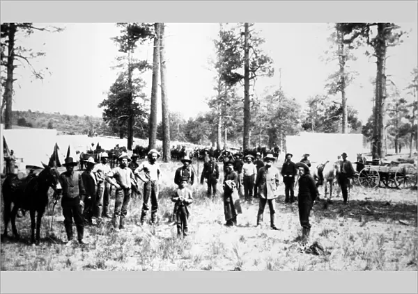 RAILROAD CAMP, 1880s. Camp of railroad construction workers engaged in building the Atlantic