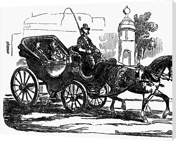 HORSE CARRIAGE, 1853. Wood engraving, English, 1853