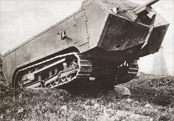 WORLD WAR I: FRENCH TANK. Large French tank during World War I. Photograph, 1914-1918