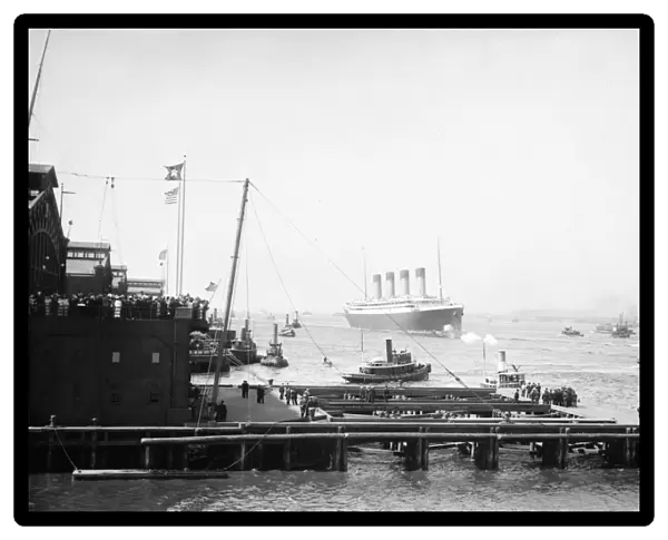 RMS OLYMPIC, 1911. The arrival of the RMS Olympic ocean liner in New York Harbor
