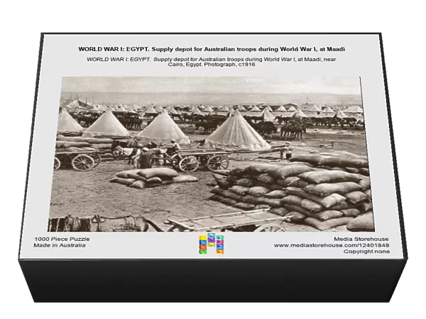 WORLD WAR I: EGYPT. Supply depot for Australian troops during World War I, at Maadi