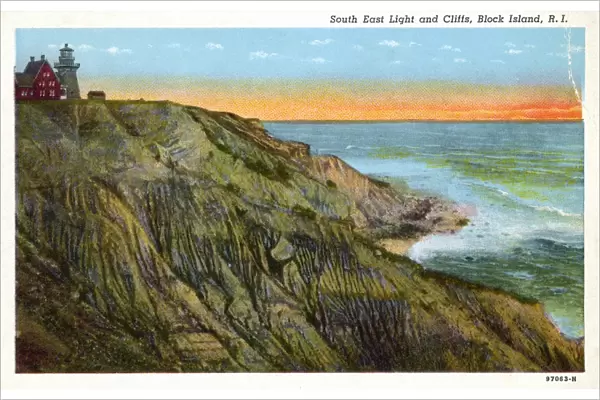 BLOCK ISLAND, c1905. South East Lighthouse and Cliffs, Block Island, Rhode Island