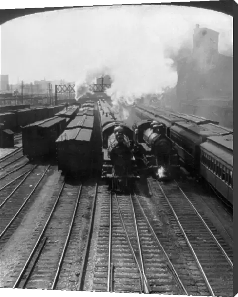 CHICAGO: LOCOMOTIVES, c1906. Railway yards at 12th Street in Chicago, Illinois