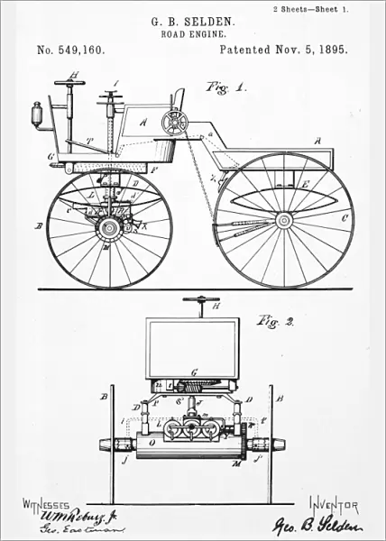 SELDEN: ROAD ENGINE, 1895. The first patent ever granted for a combination of an