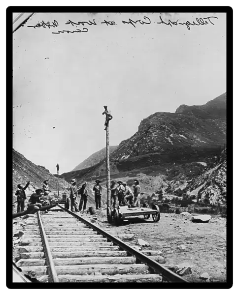 UTAH: TELEGRAPH, 1869. Workers constructing telegraph systems along railroad tracks