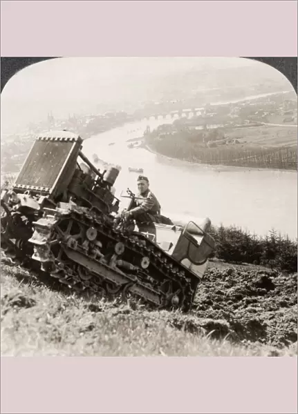 GERMANY: OCCUPATION, c1918. U. S. Army tractor negotiating the steep declivities