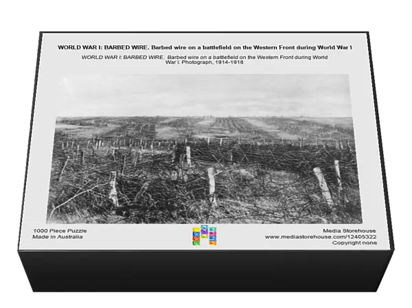 WORLD WAR I: BARBED WIRE. Barbed wire on a battlefield on the Western Front during World War I