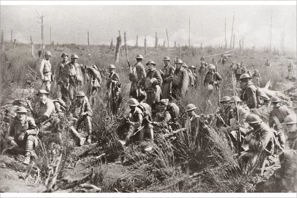 WORLD WAR I: AMERICANS. American troops of Company H of the 2nd Battalion, under Sergeant Major C