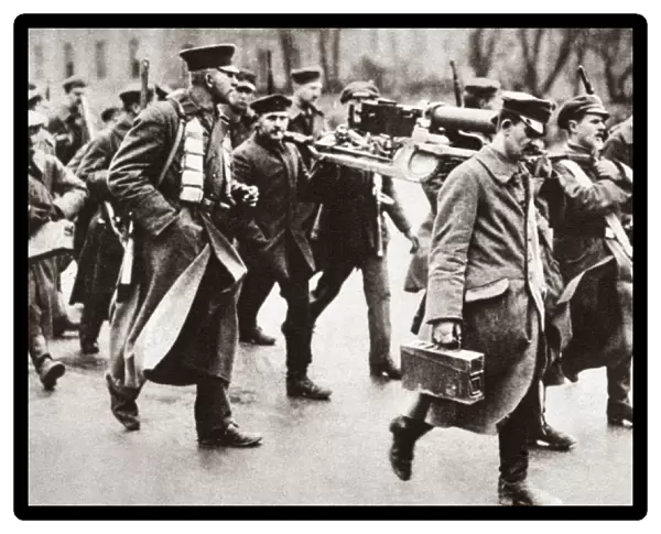 WORLD WAR I: SPARTACISTS. Followers of Karl Liebknecht carrying machine guns obtained