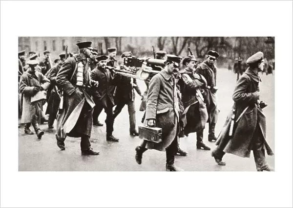 WORLD WAR I: SPARTACISTS. Followers of Karl Liebknecht carrying machine guns obtained