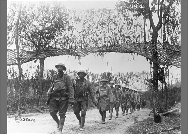 WORLD WAR I: INFANTRY, c1917. A column of American infantry advances towards the European front