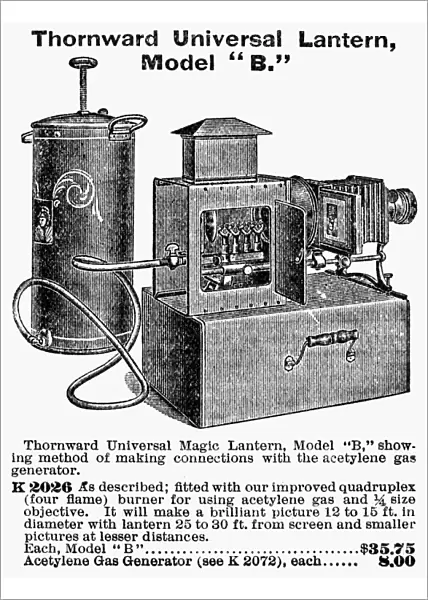 MAGIC LANTERN, 1900. As advertised in the 1900 Montgomery Ward mail-order catalogue