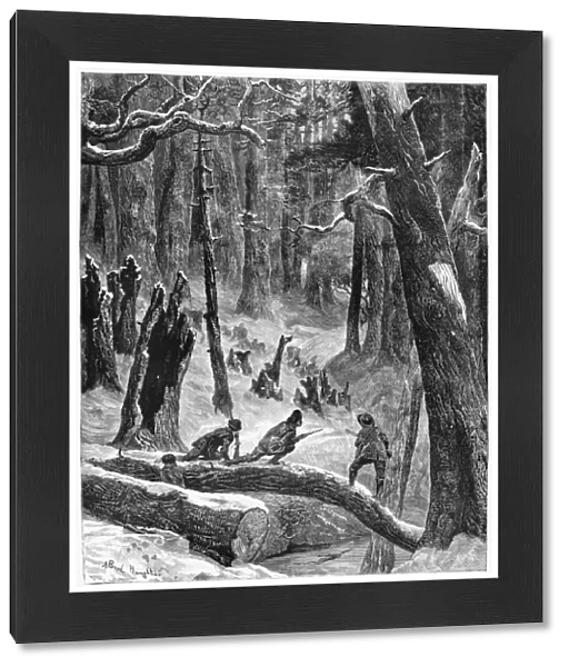 HUNTING, 1872. Hunting wild turkeys - the attack. Engraving, 3 February 1872