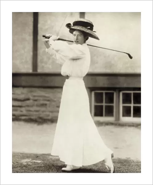 GOLFER, 1908. Golfer Katharine Harley at the Chevy Chase Golf Club in Maryland
