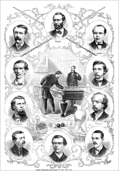 BILLIARDS TOURNAMENT, 1866. Grand billiard tournament in New York City. Engraving