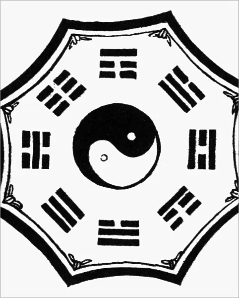 I CHING: KUA. The eight Kua, trigrams from the I Ching (Book of Changes) surrounding