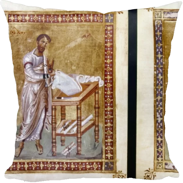 BYZANTINE EMPIRE: SAINT LUKE writing on a scroll (left) and in a book: Byzantine
