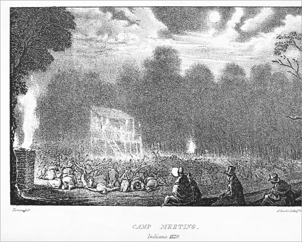 INDIANA: CAMP MEETING, 1832. An illustration from Mrs