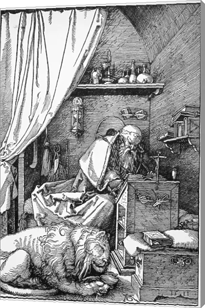 SAINT JEROME (340-420). Church scholar and translator. Saint Jerome in his study