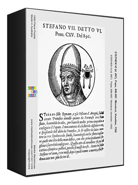 STEPHEN VI (d. 897). Pope, 896-897. Woodcut, Venetian, 1592
