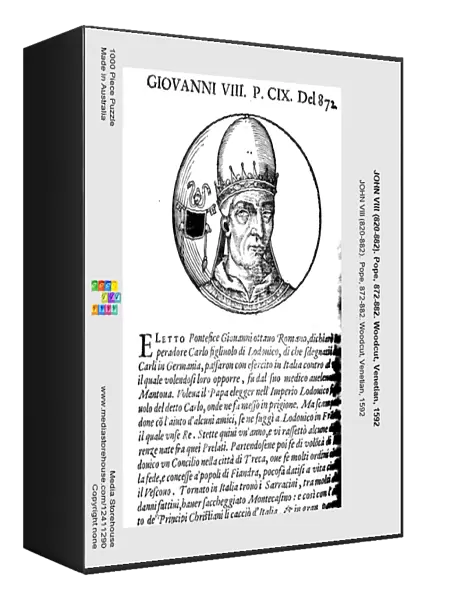 JOHN VIII (820-882). Pope, 872-882. Woodcut, Venetian, 1592