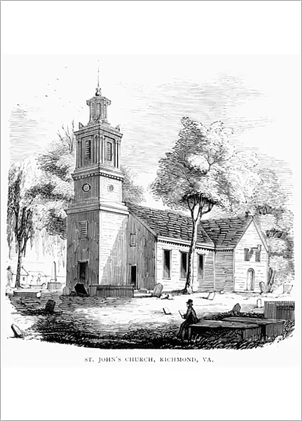 RICHMOND: ST. JOHNs CHURCH. St. Johns Church at Richmond Virginia. Wood engraving