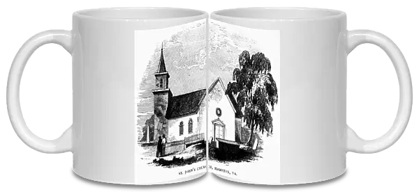 VIRGINIA: HAMPTON, CHURCH. St. Johns Church in Hampton, Virginia. Wood engraving