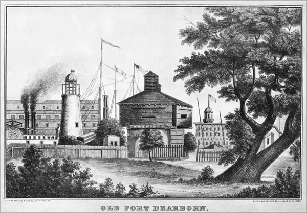 FORT DEARBORN, 1816-1856. The last Fort Dearborn, demolished 1856, on the site
