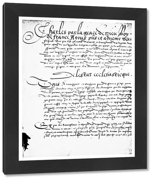 FRANCE: EDICT, 1562. The Edict of January 1562, drawn by Michel de L Hospital