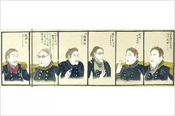 JAPAN: PERRYs OFFICERS. Officers of the fleet of Matthew Perry. From left: Perrys son