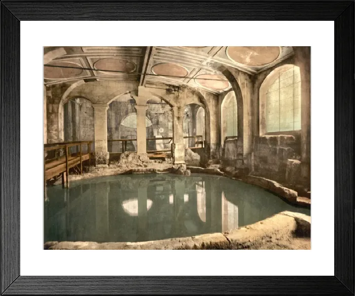 Framed Print : Print of Roman Baths Interior in England, c1890 Framed Print : Print of Roman Baths Interior in England, c1890