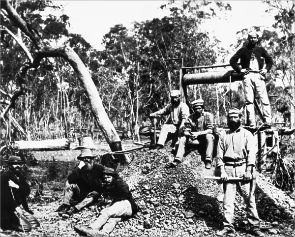 AUSTRALIA: GOLD RUSH, 1871. Gold miners at Gulgong, New South Wales, 1871, during