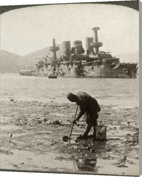 RUSSO-JAPANESE WAR, c1905. The Russian battleship Peresviet in the harbor, wrecked