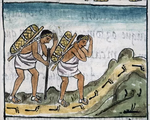 MEXICO: AZTEC MERCHANTS. Two travelling Aztec merchants on the road