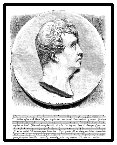 DE LISLE: LA MARSEILLAISE. Profile bust of Claude Joseph Rouget de Lisle and a
