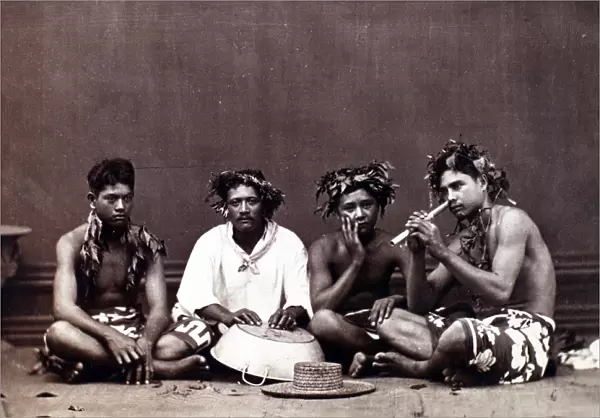 TAHITI: MUSICIANS, c1890. A group of young musicians photographed on Tahiti, c1890