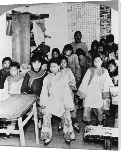 CHINA: CLASSROOM, c1905. A Chinese school for girls, Che-foo, China. Stereograph
