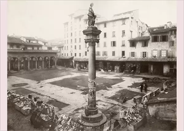 ITALY: FLORENCE. The Old Market in Florence, Italy. Photograph by the Alinari Brothers