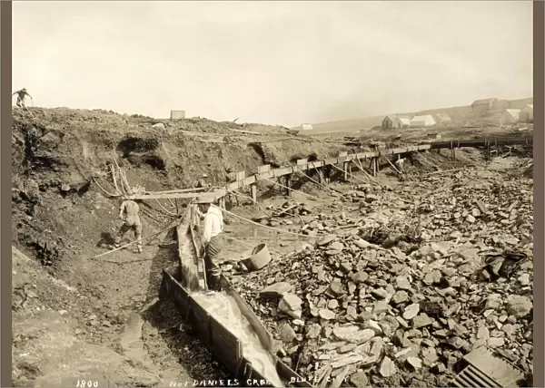 ALASKA: GOLD MINE, c1898. Sluicing operation at No. 1 gold mine, Daniels Creek