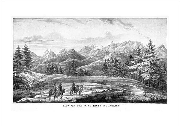 JOHN C. FREMONT EXPEDITION. A view of the Wind River Mountains in Wyoming. Lithograph