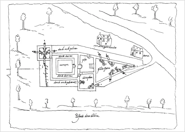 FLORIDA: SPANISH FORT. Plan of the Spanish Fort of Santa Elena in Florida. Drawing
