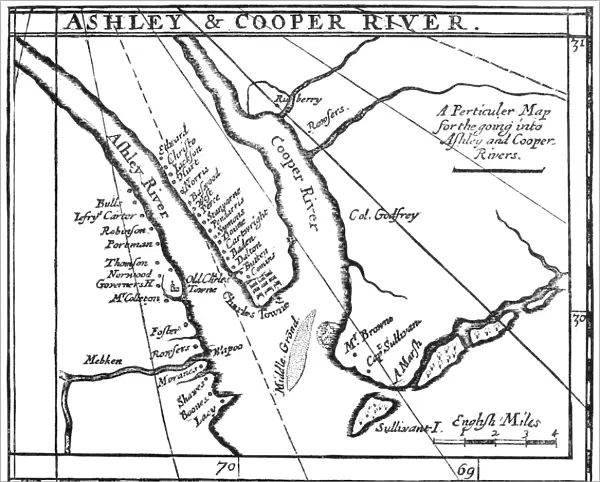 MAP: SOUTH CAROLINA, c1700. A Perticuler Map for the going into Ashley and Cooper Rivers